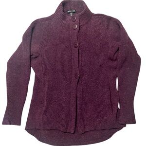 Eileen Fisher purple wool‎ cashmere blend button up sweater. XS